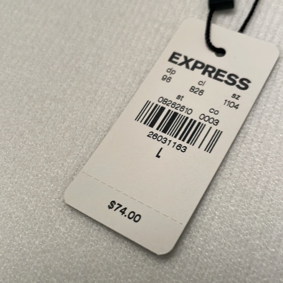 NWT $74 EXPRESS Pullover Off White Sweater Top with Ruffle Arm Accents Large - Picture 13 of 13